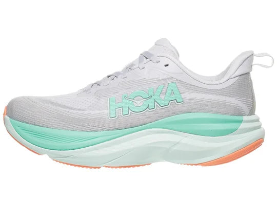Women's Hoka Skyflow. Cosmic Grey/Seafoam. Lateral view.