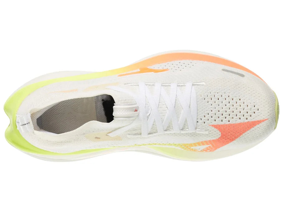 Women's Mizuno Neo Vista 3. White upper. White midsole. Top view.
