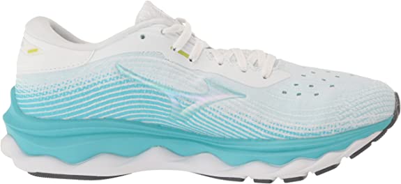 Women's Mizuno Wave Sky 5 in White, medial view.