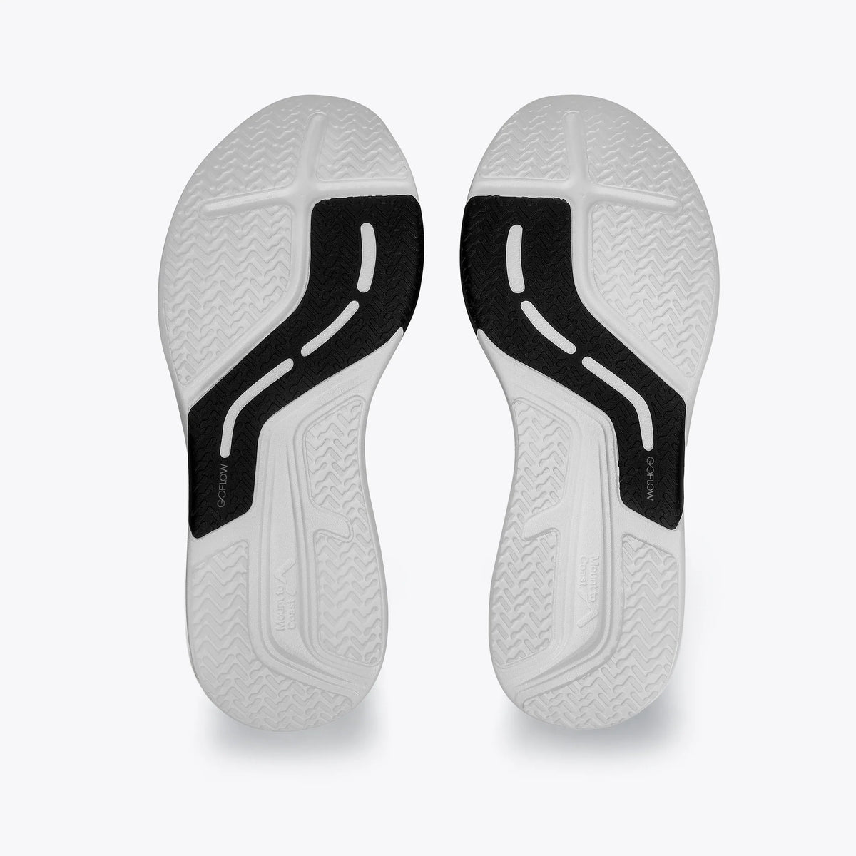 Women's Mount to Coast. R1. White upper. White midsole. Bottom view.