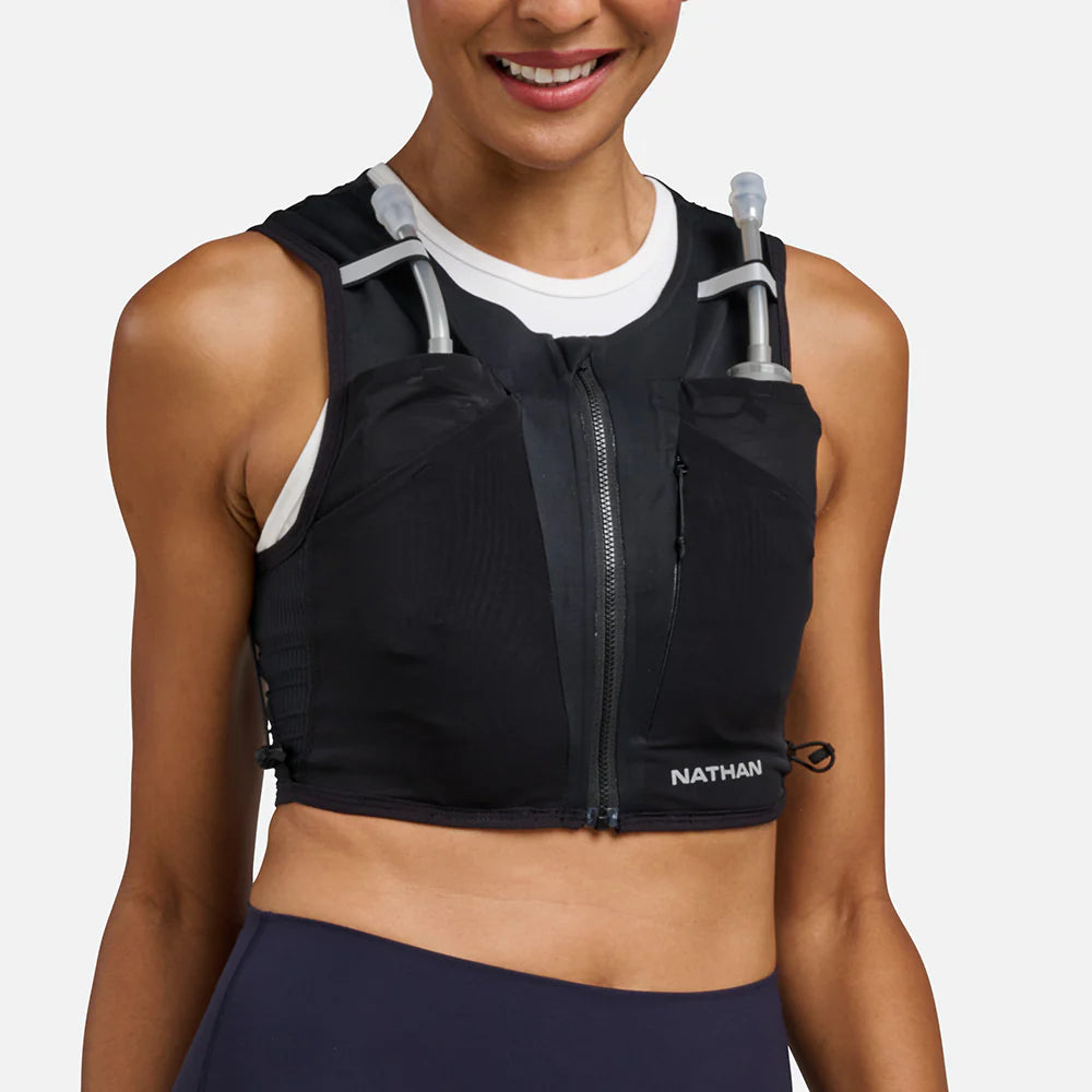 Women's Nathan AeroZip 1 Liter Hydration Vest. Black.