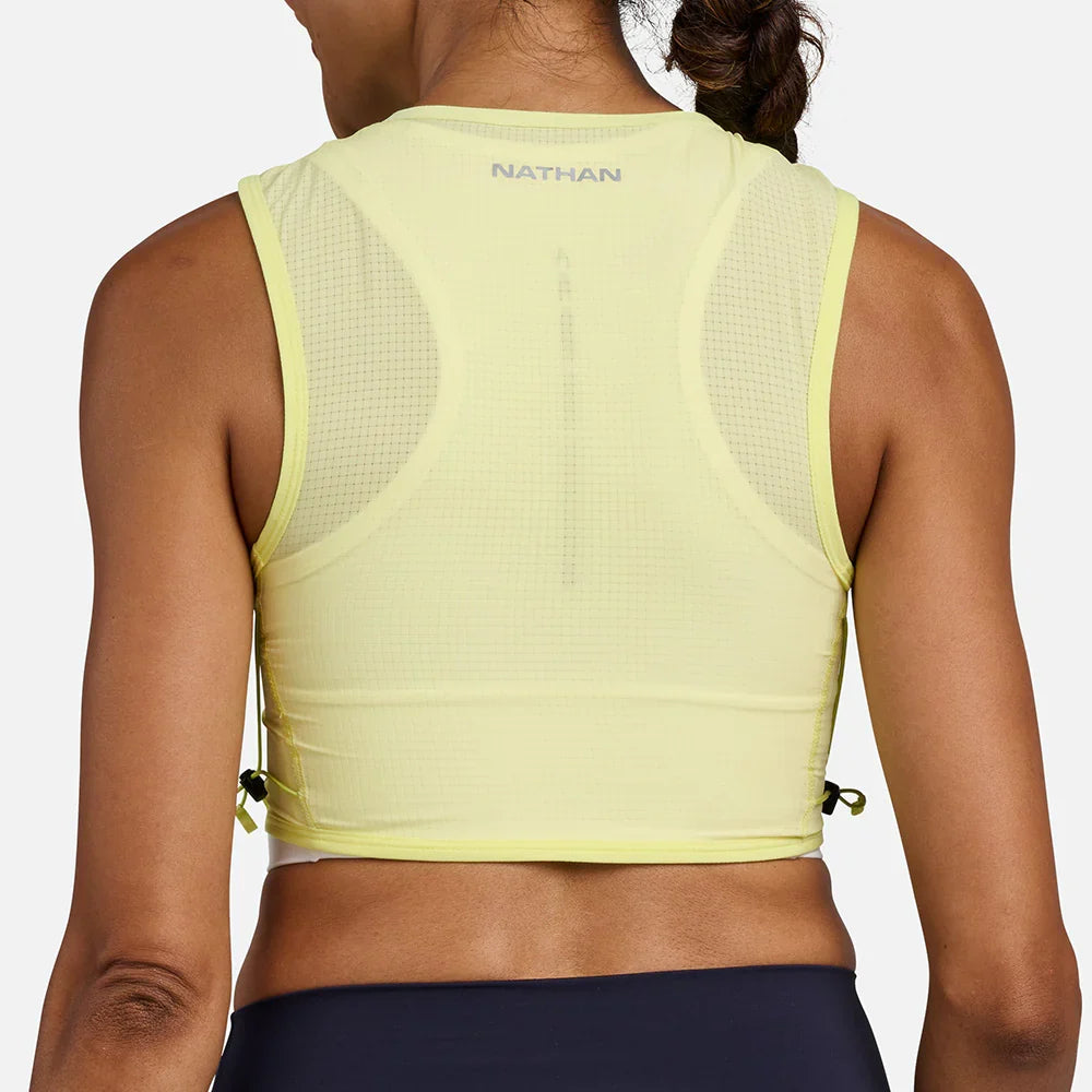 Women's Nathan AeroZip 1 Liter Hydration Race Vest, Light Lime/Reflective Silver.