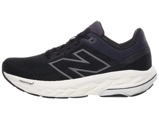 Women's New Balance Fresh Foam X 860 v14 in Black/White, alternate lateral view
