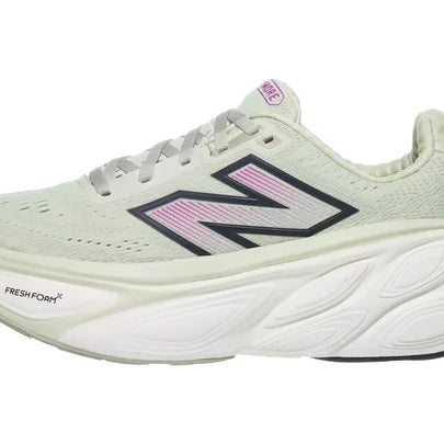 Women's New Balance Fresh Foam X More v5 in Natural Mint/Purple Fuchsia/Black — side profile