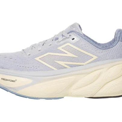 Women's New Balance Fresh Foam X More v5 in Pearl Grey/Dusk Shower/Calcium — side profile