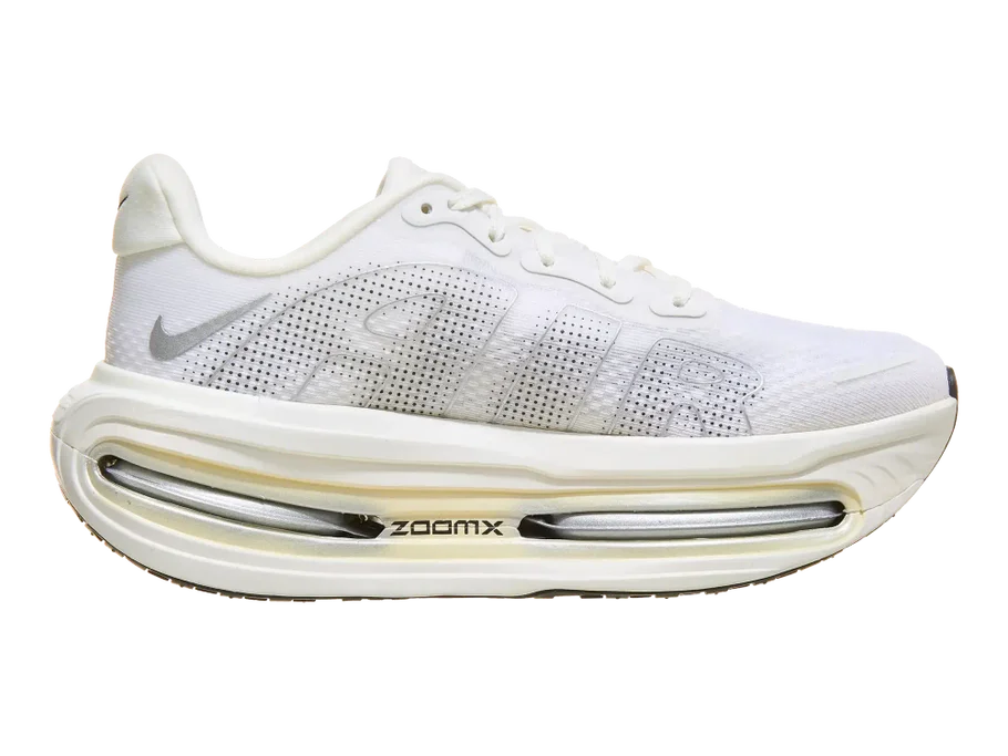 Women's Nike Vomero Premium. White upper. Off White midsole. Medial view.