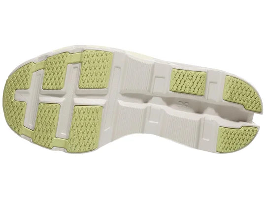 Women's On Cloudmonster 2. White upper. White midsole. Bottom view.