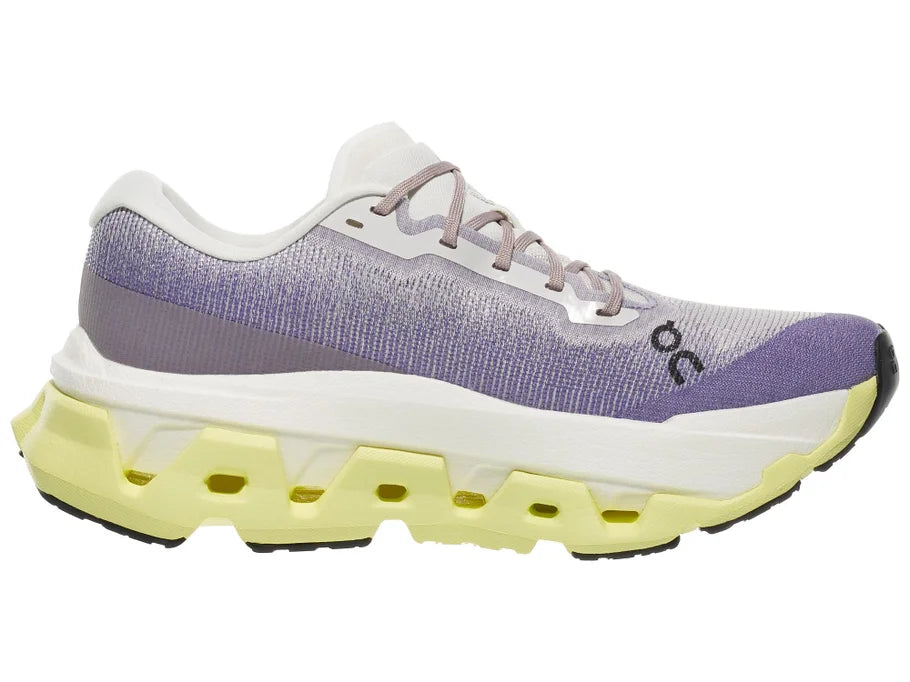 Women's On Running. Cloudmonster 3 Hyper. Light Blue upper. White midsole. Medial view.