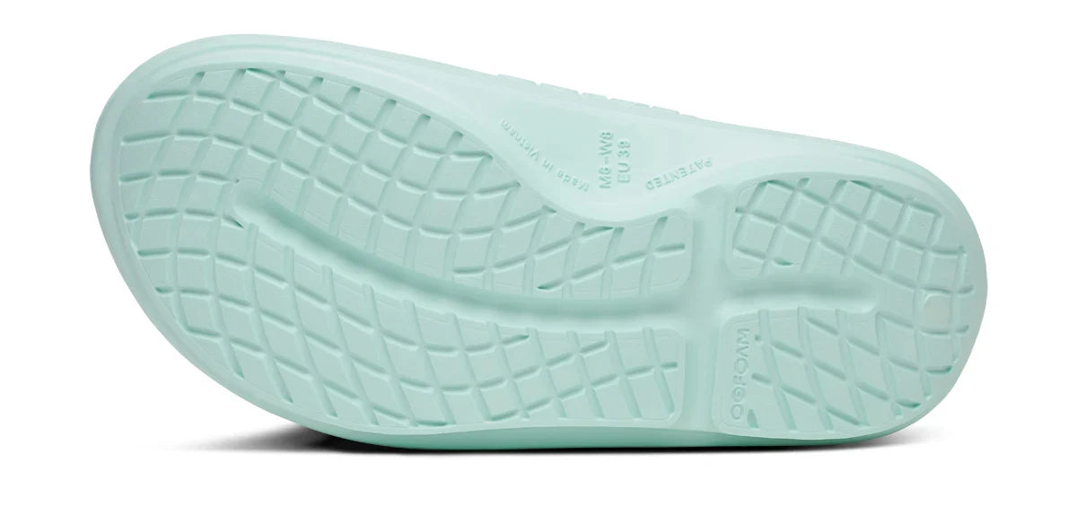 Women's Oofos OOahh PLUS Slide Mint bottom view