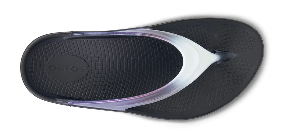 Women's OOFOS OOmega OOlala Luxe Sandal in Calypso. Top view.