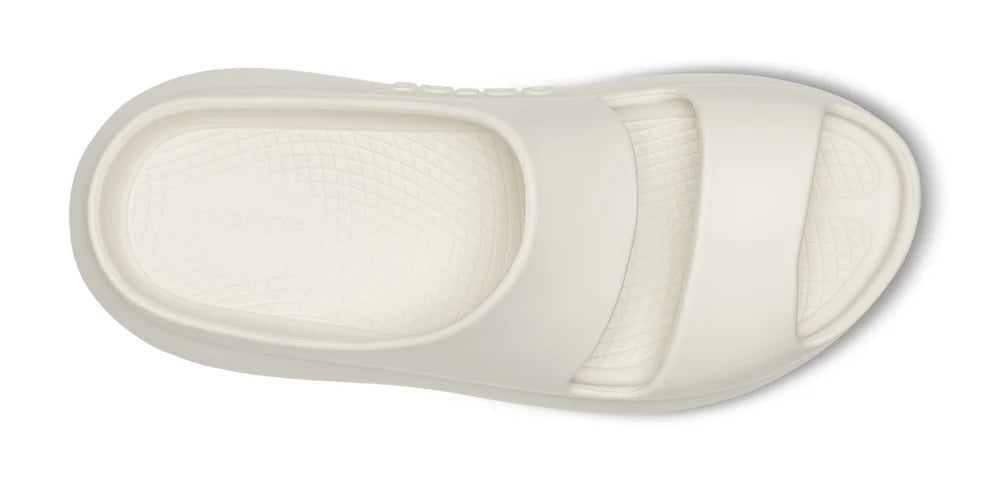 Women's Oofos Ooyea PLUS. Off White. Top view.