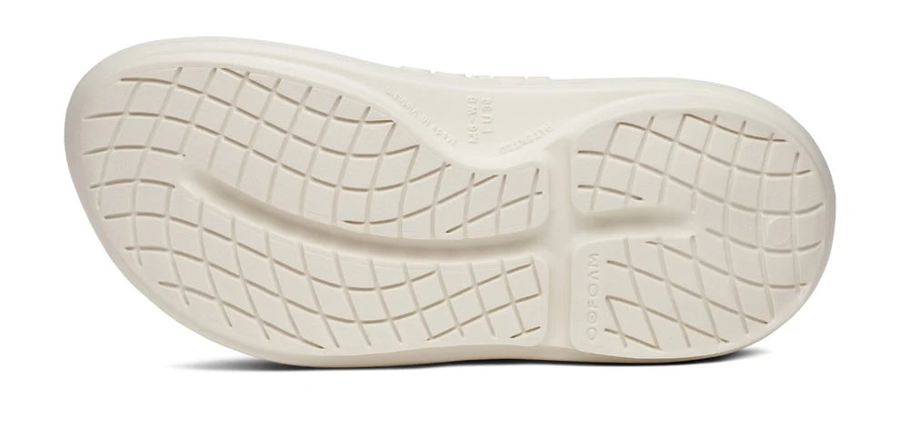 Women's Oofos Ooyea PLUS. Off White. Bottom view.