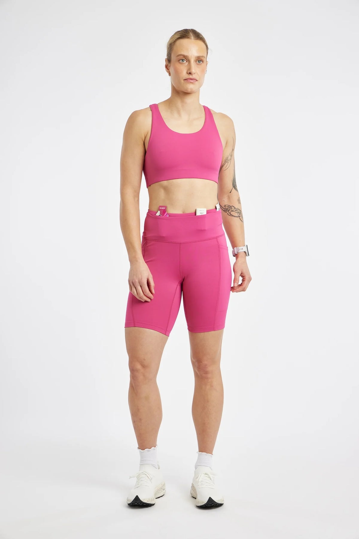 Oiselle Pockito 8" Shorts. Pink.