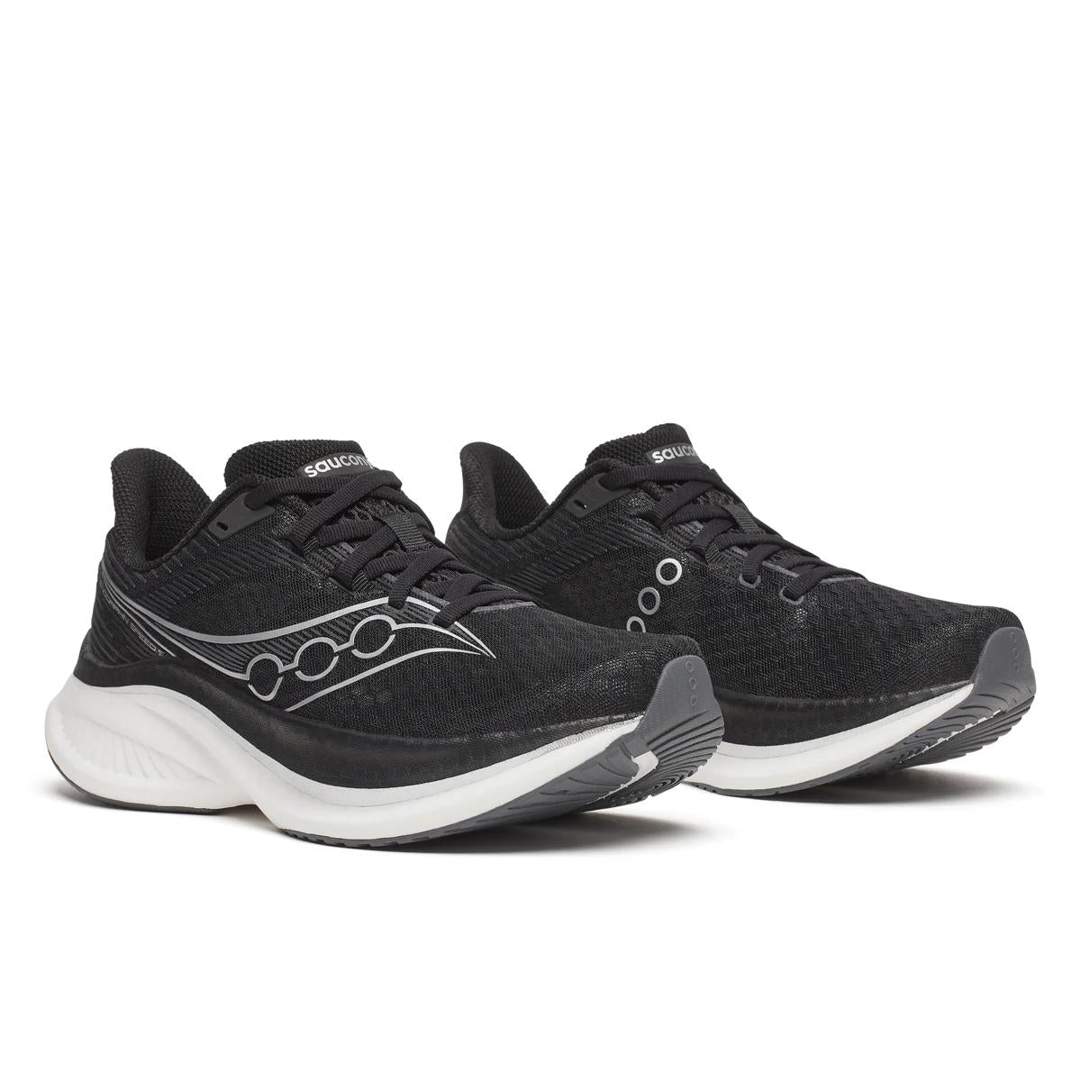 Women's Saucony Endorphin Speed 5. Black/White. Lateral view.