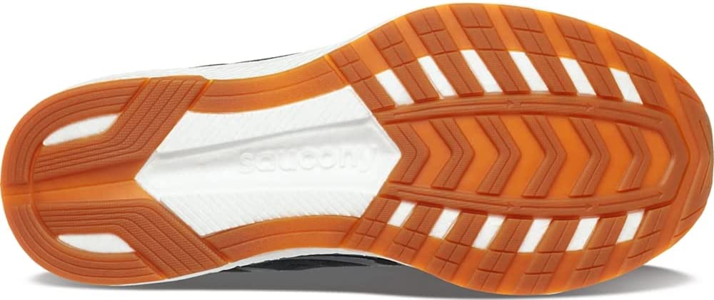 Women's Saucony Freedom 5. Black upper. White midsole. Bottom view.