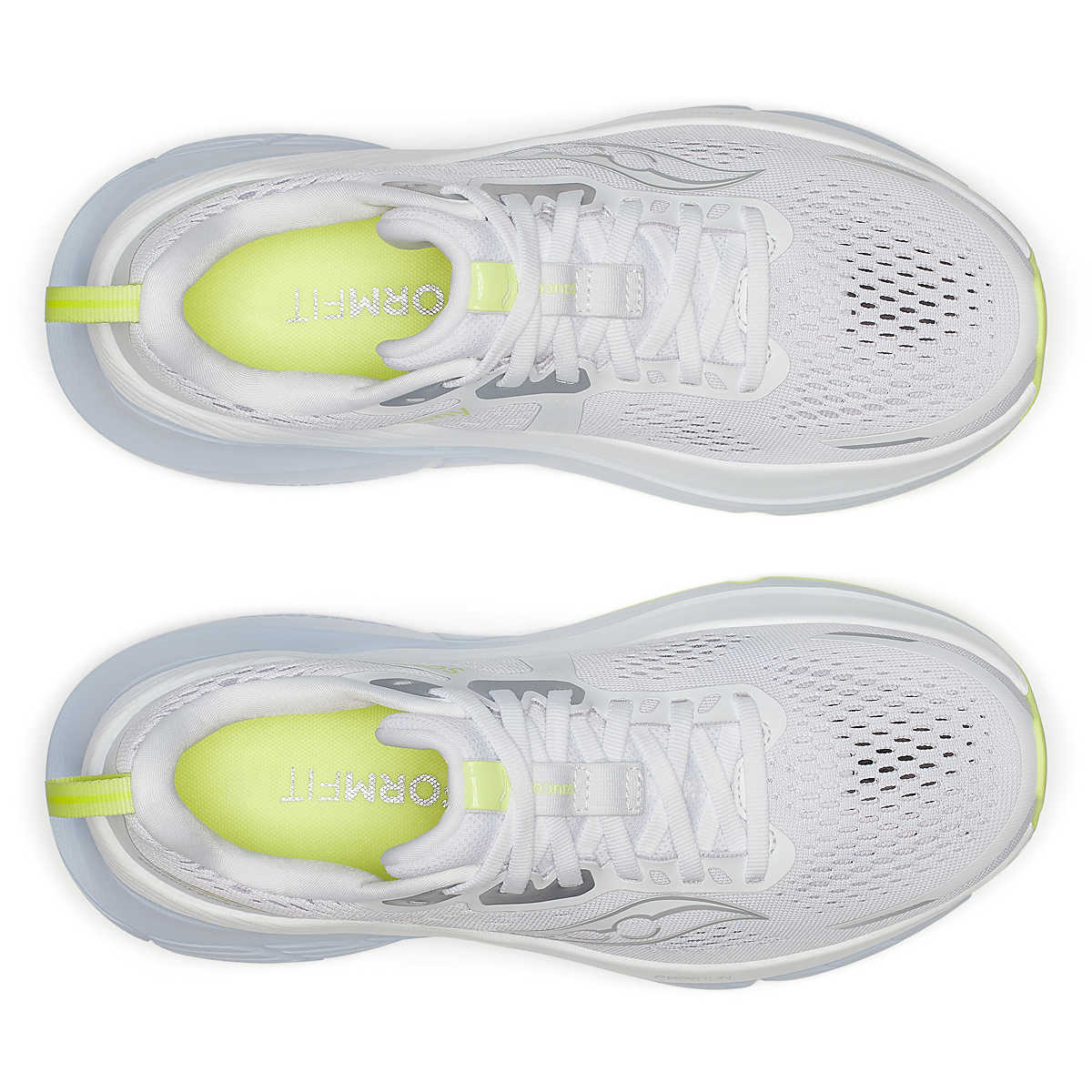 Women's Saucony Guide 18. White/Ice Melt. Top view.