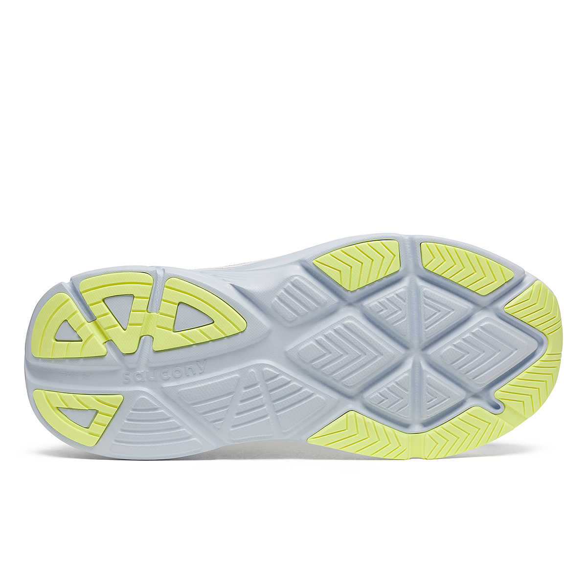 Women's Saucony Guide 18. White/Ice Melt. Outsole view.