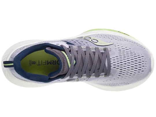 Women's Saucony Ride 17. Light Purple upper. White midsole. Top view.
