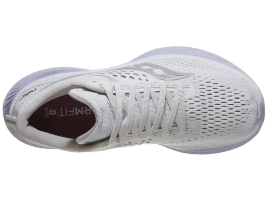 Women's Saucony Ride 17. Moon/Viola. Top view.