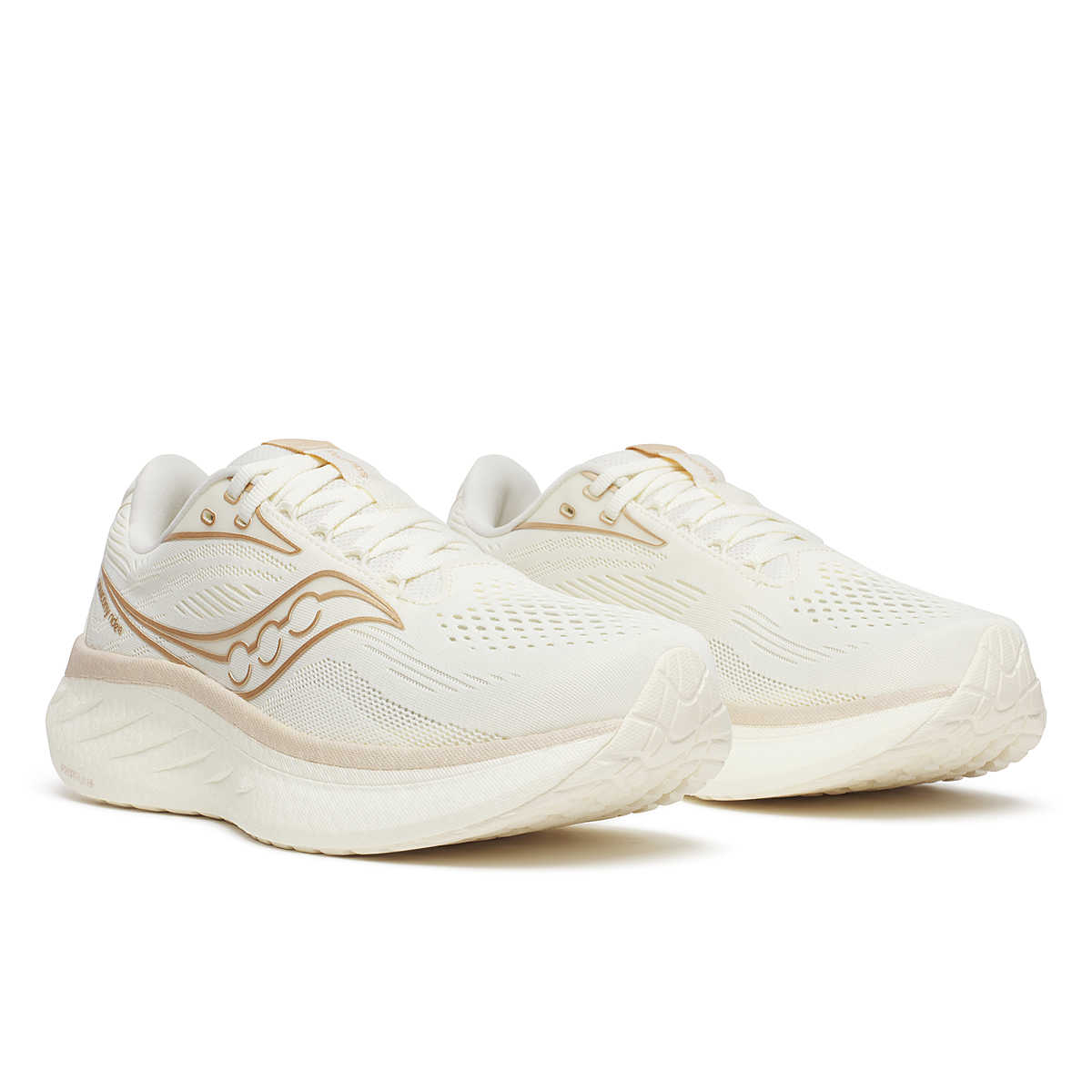 Women's Saucony Ride 18. Vanilla. Lateral view.