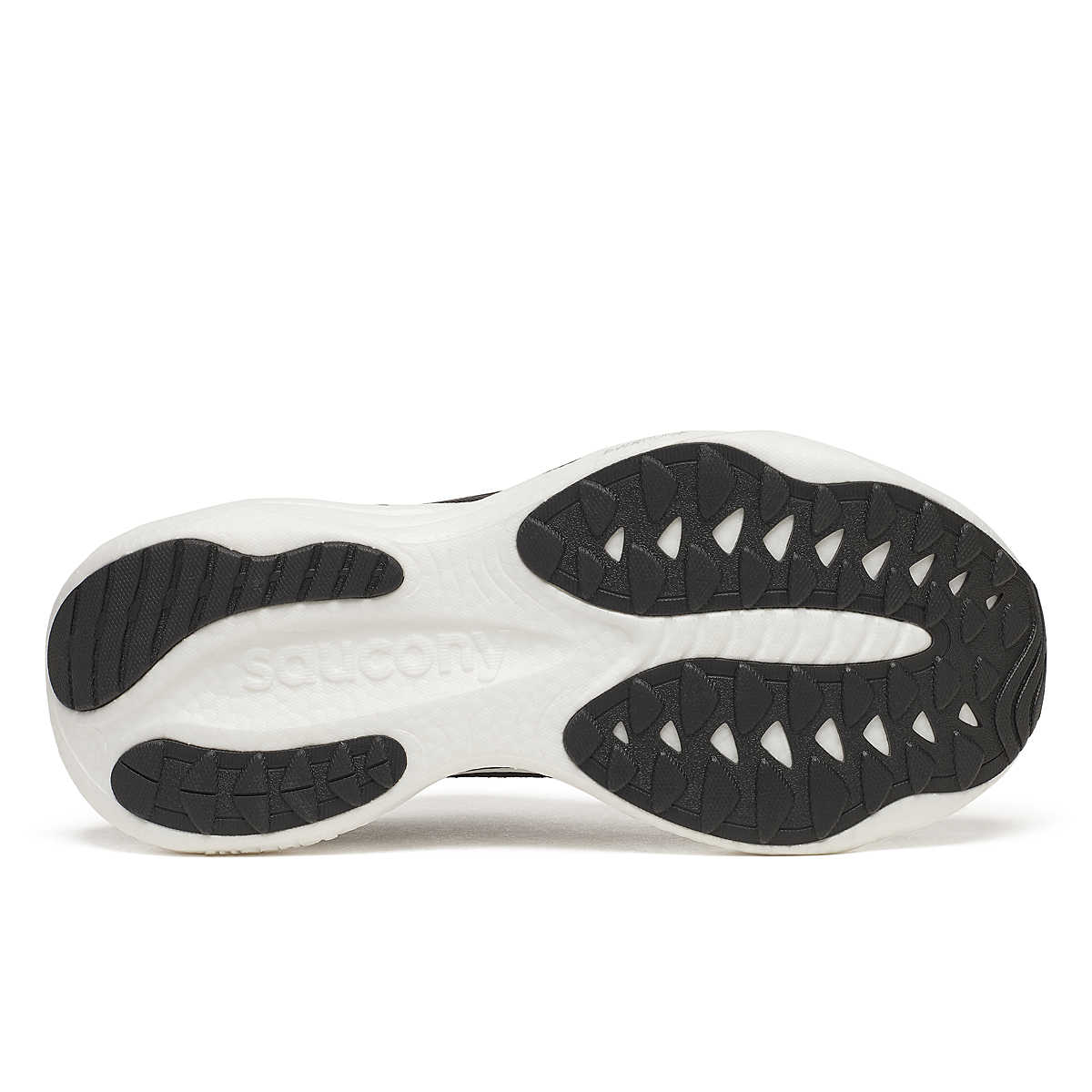 Women's Saucony Ride 19. Black/Silver. Outsole view.