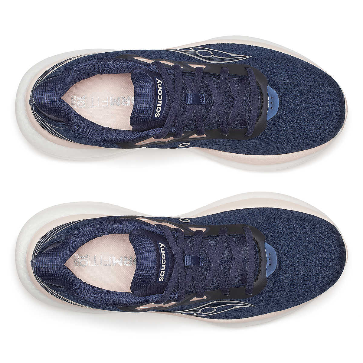 Women's Saucony Triumph 23. Navy/Cameo. Top view.
