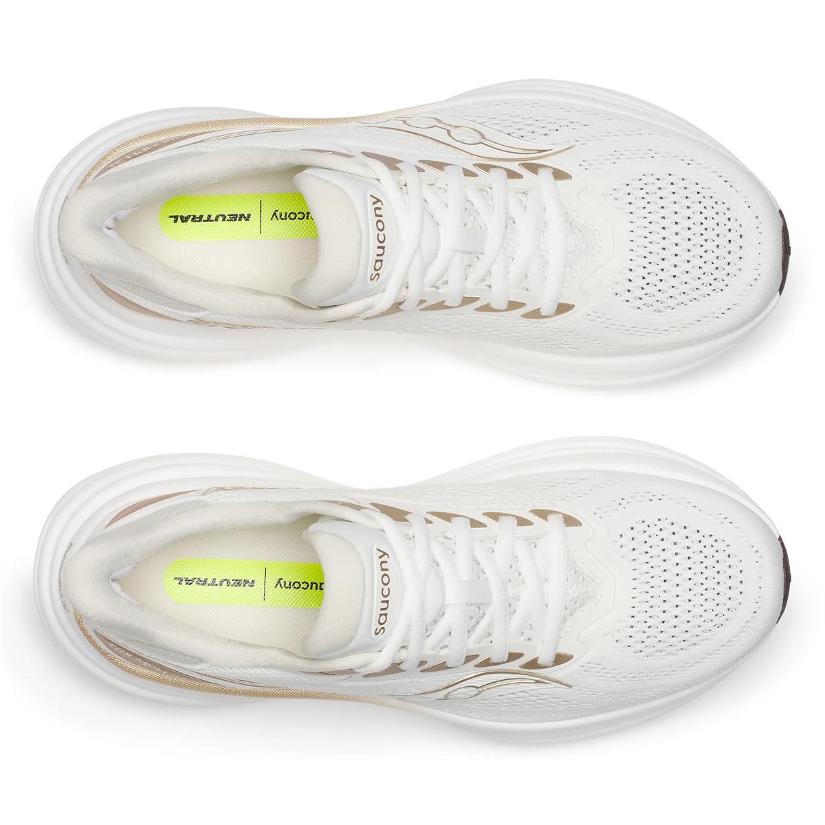 Women's Saucony Triumph 24. Off White upper. White midsole. Top view.