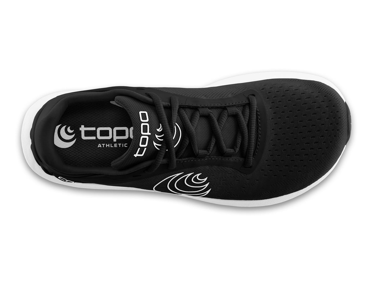 Women's Topo ST-6. Black upper. White midsole. Top view.