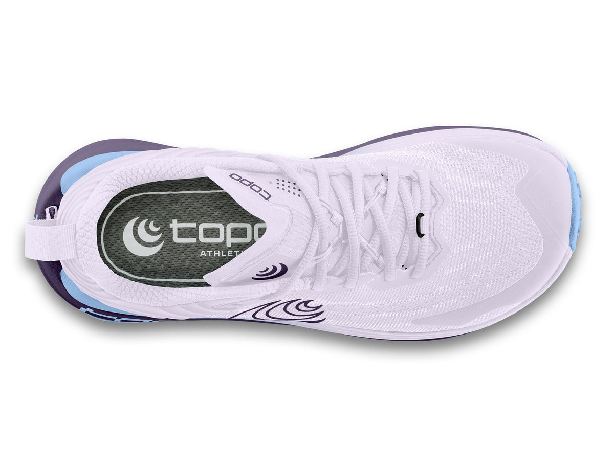 Women's Topo Vista. Light Purple upper. Purple midsole. Top view.