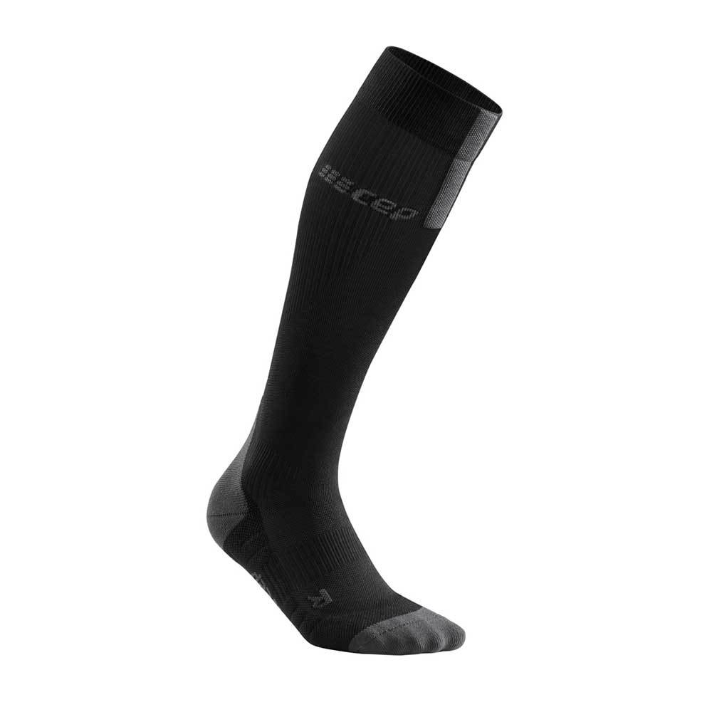 Women's CEP Compression Socks. Black. Lateral view.