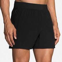 Men's Brooks Sherpa 5" Shorts. Black. Front view.