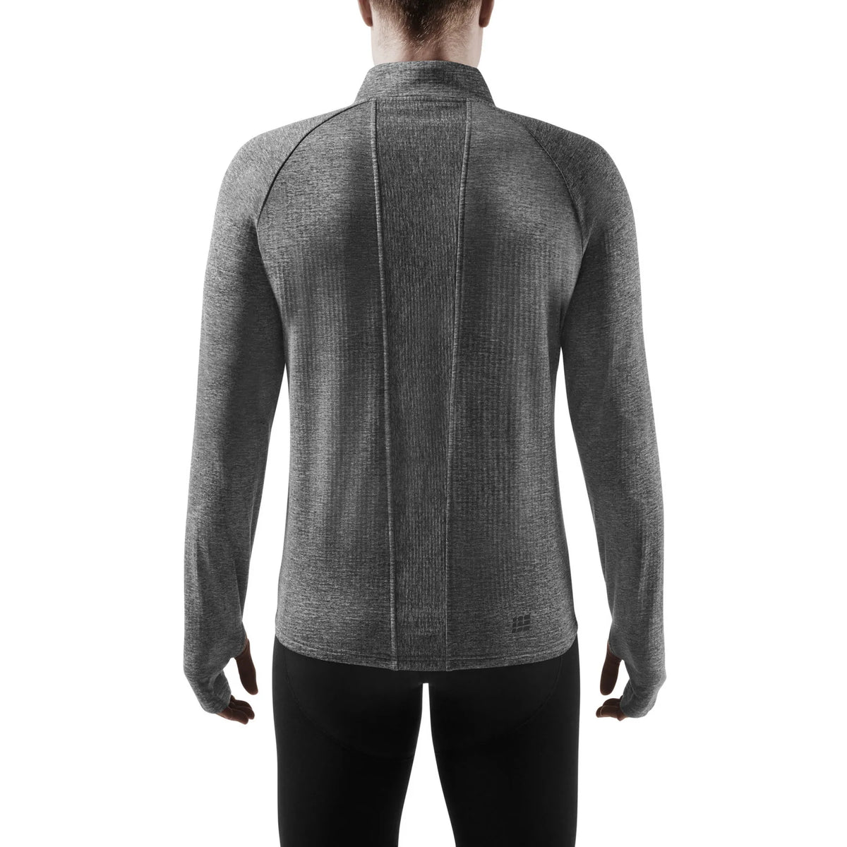 Men's CEP Winter Quarter Zip Pullover. Grey. Rear view.