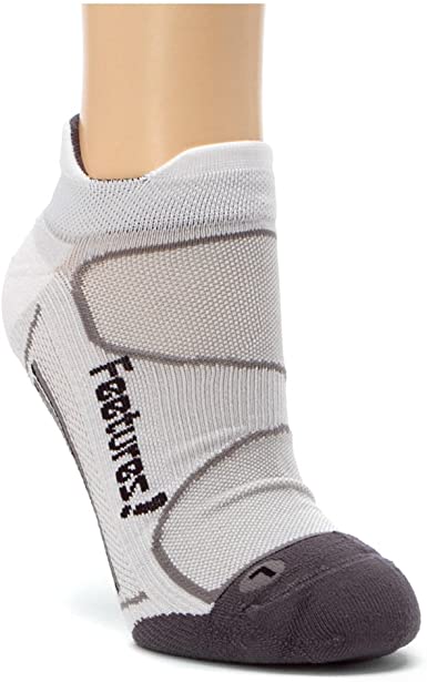 Feetures! | Elite | Ultra Light Cushion | No Show | White/Dark Grey