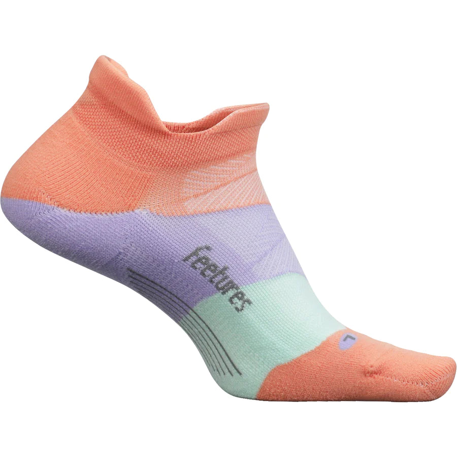 Feetures Elite No Show Tab Pop off Peach Confluence Running Company