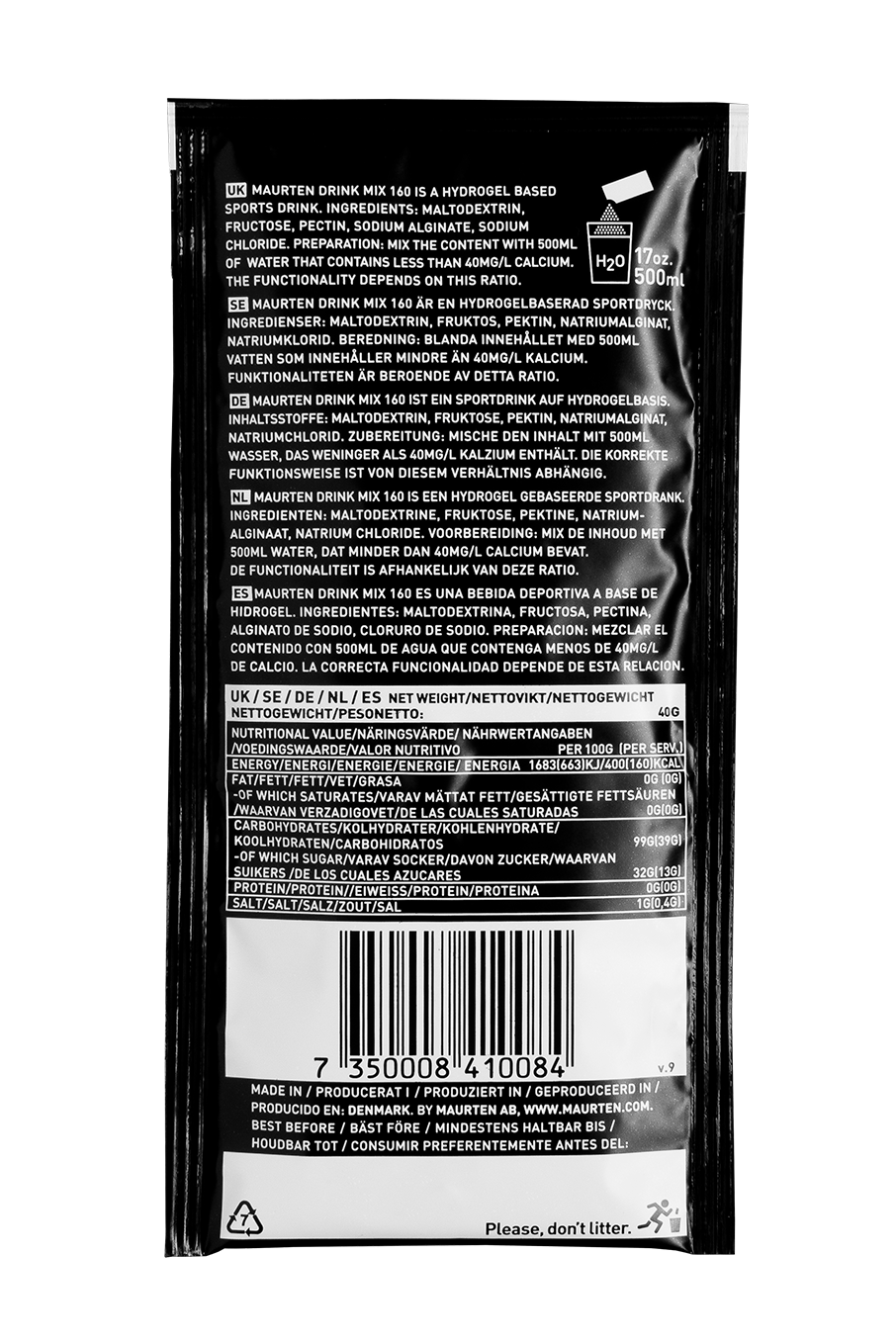 Maurten Drink Mix 160. Product label.