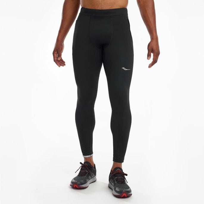 Men's Saucony Bell Lap Tights. Black. Front view.