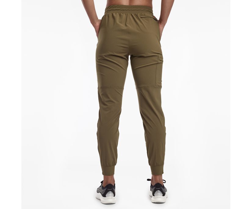 Women's Saucony Summit Jogger. Dark Green. Rear view.