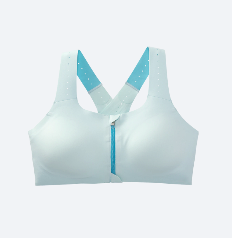 Women's Brooks Dare Zip Run 2.0. Light Blue. Front view.