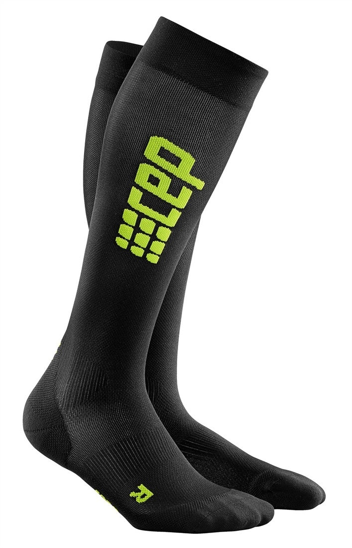 Women's CEP Ultralight Compression Socks. Black. Lateral view.