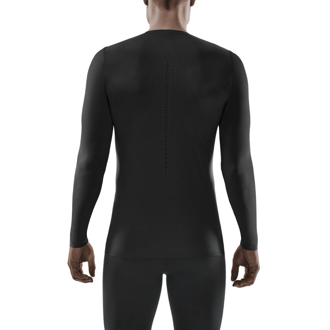 Men's CEP Ultralight Long Sleeve Shirt. Black. Rear view.