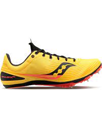 Women's Saucony Ballista MD Track Spike. Yellow. Lateral view.