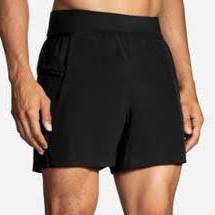 Men's Brooks Sherpa 5" 2-in-1 Shorts. Black. Front view.