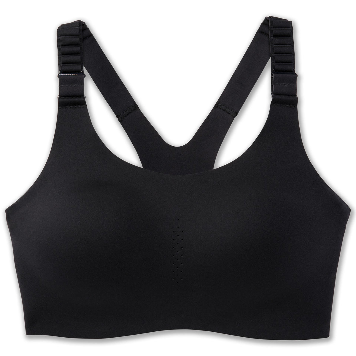 Women's Brooks Dare Racerback Run Bra 2.0. Black. Front view.