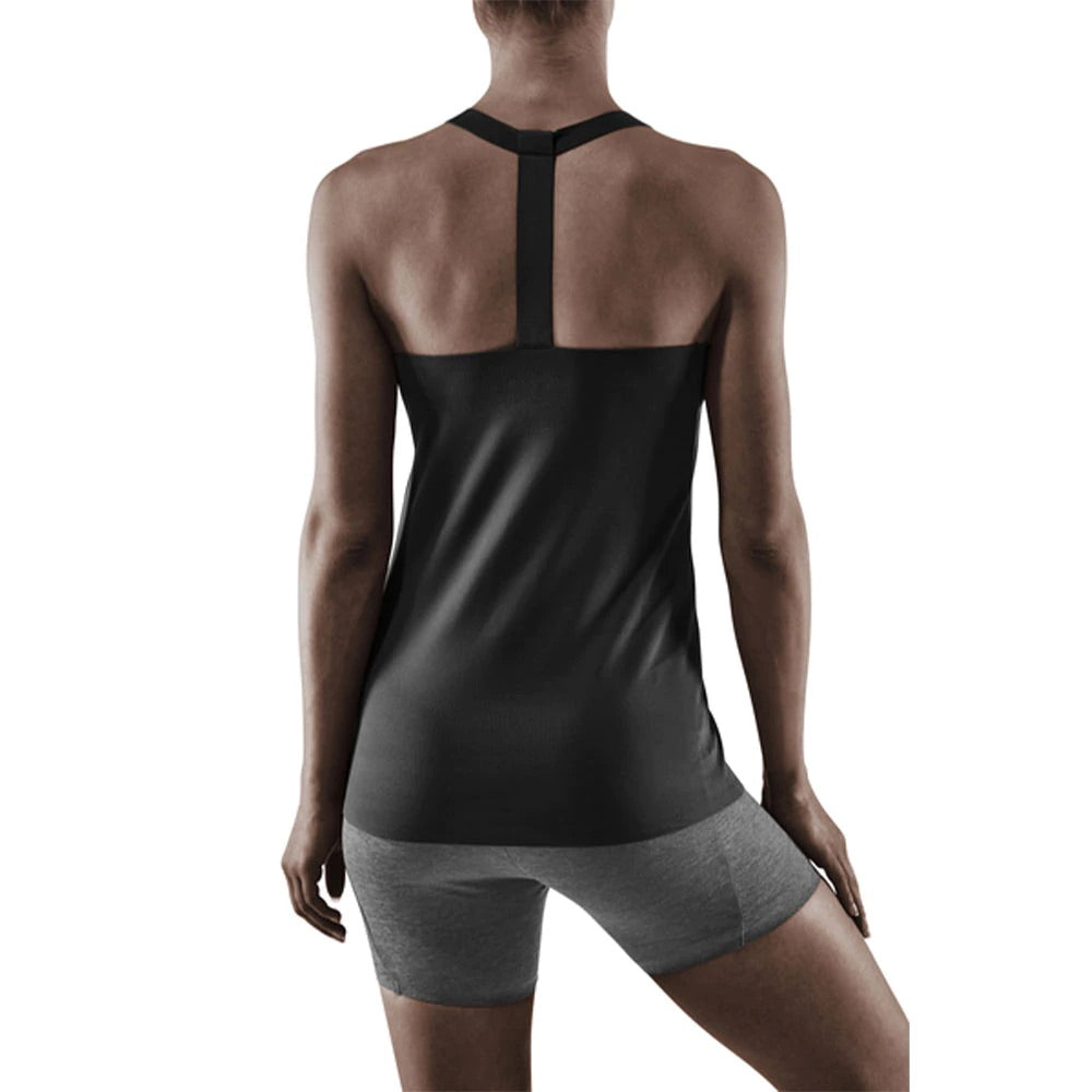 Women's CEP Training Tank Top. Black. Rear view.