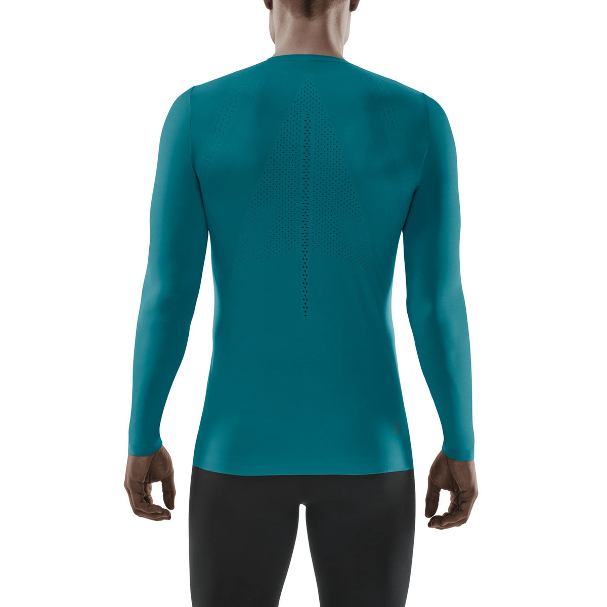 Men's CEP Ultralight Long Sleeve Shirt. Teal. Rear view.
