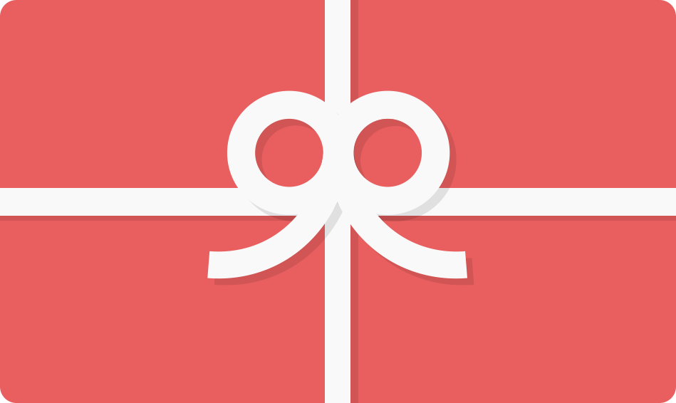 a salmon colored gift card with a white ribbon