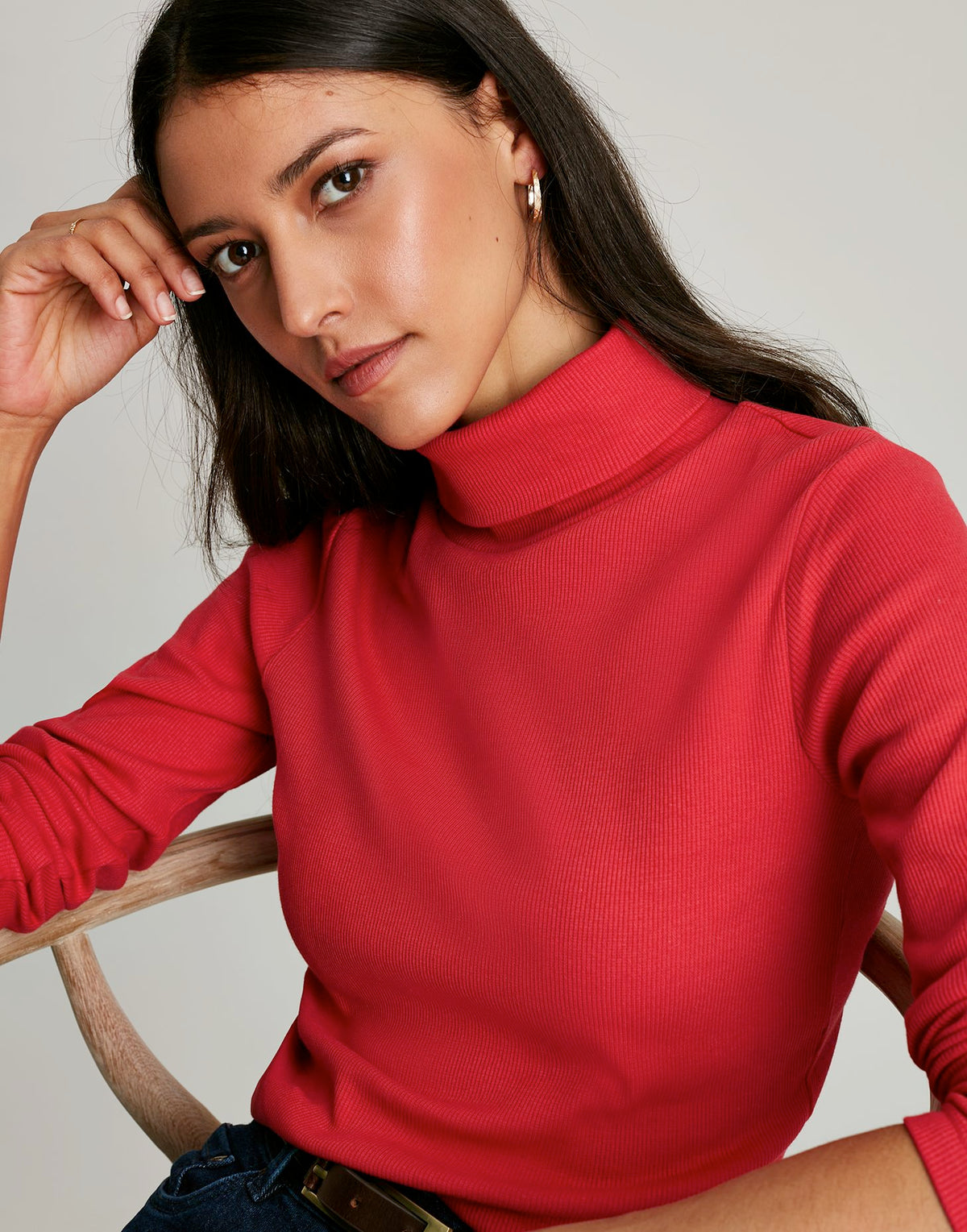 Joules Clarissa Roll Neck Jersey Top - Red - Women's - View 1