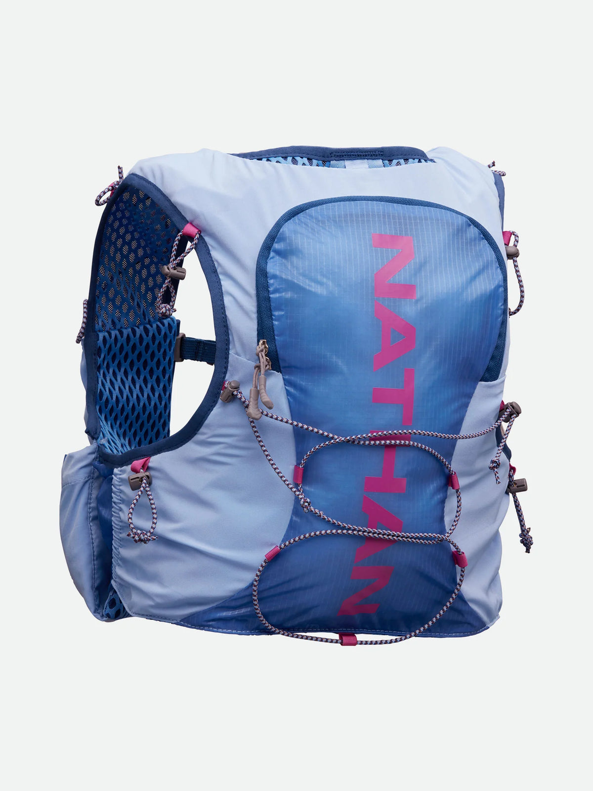 Women's Nathan Vapor Airess 3.0 7 Liter Hydration Vest. Light Blue. Rear view.