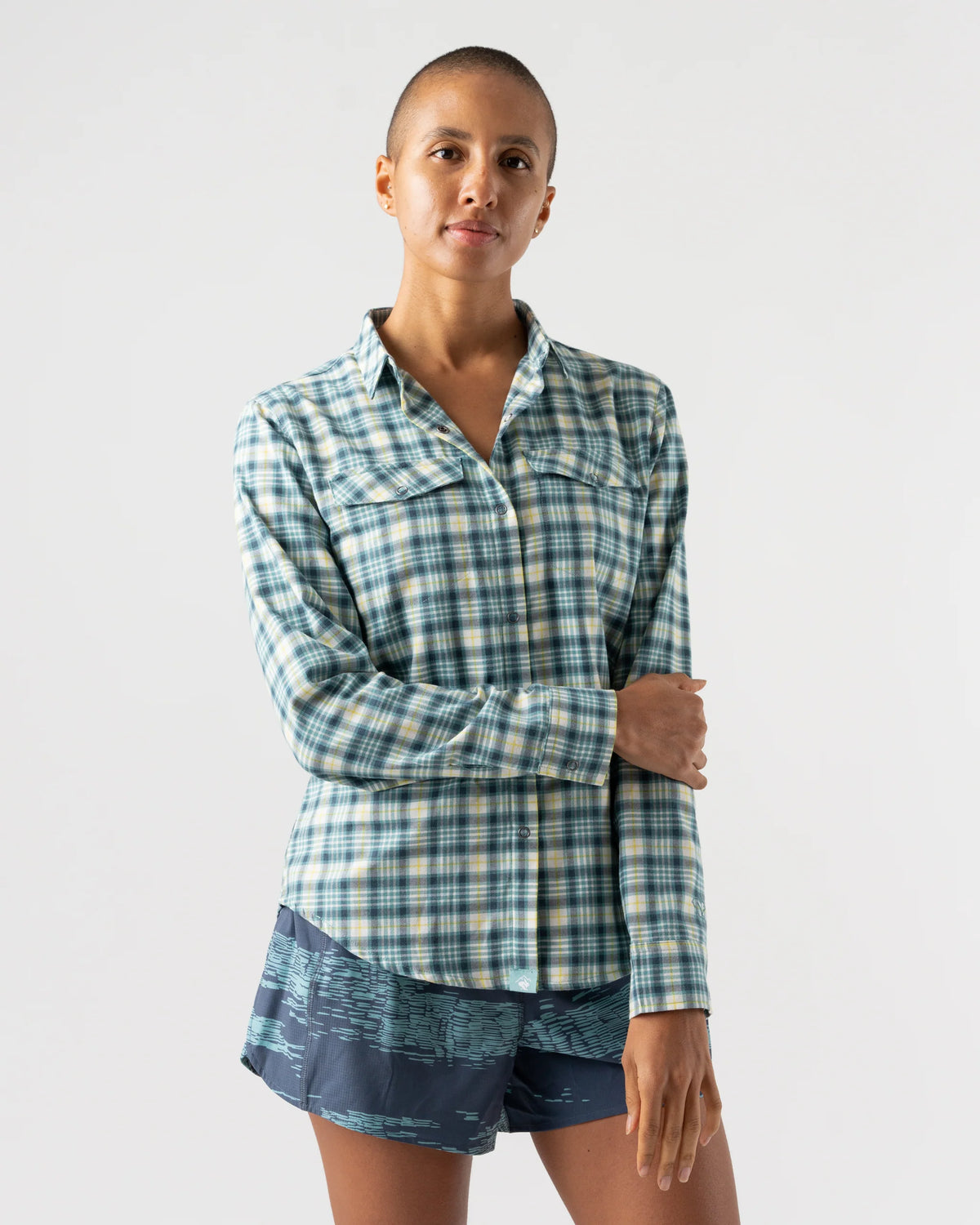 Women's rabbit High Country Flannel. Multicolored. Front view.