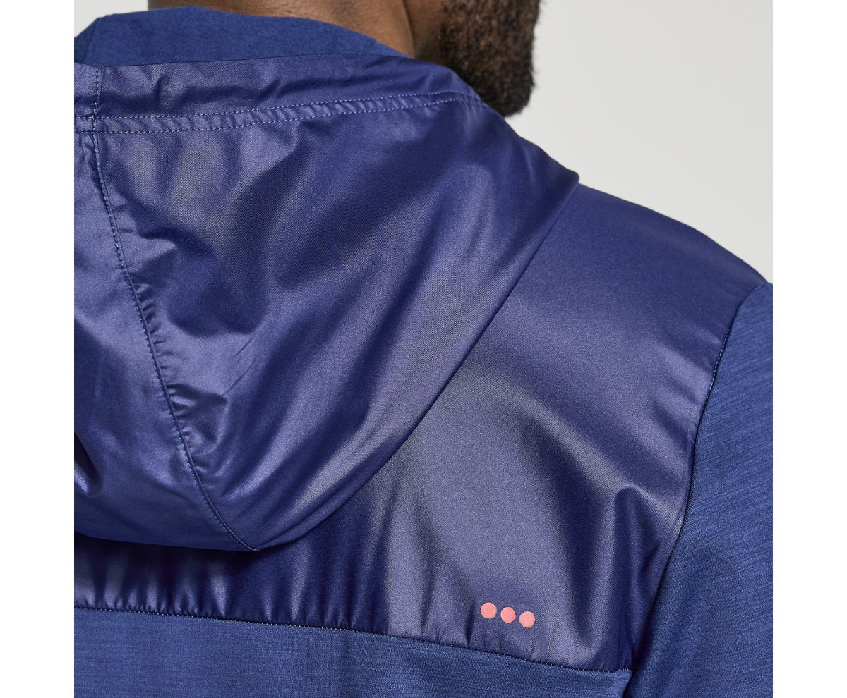 Men's Saucony Solstice Zip Hoodie. Blue. Rear view.